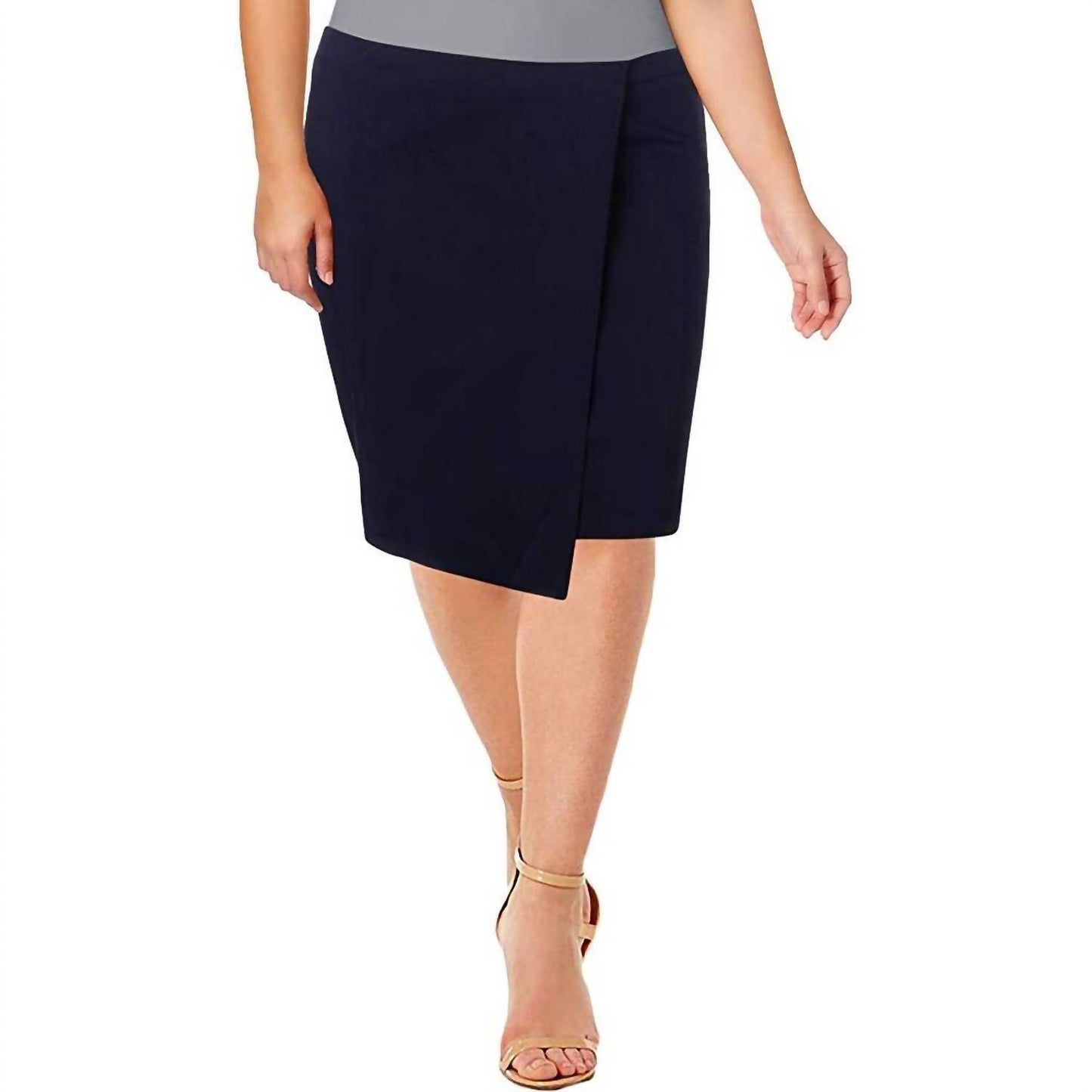 Asymmetric Faux Wrap Pencil Skirt
