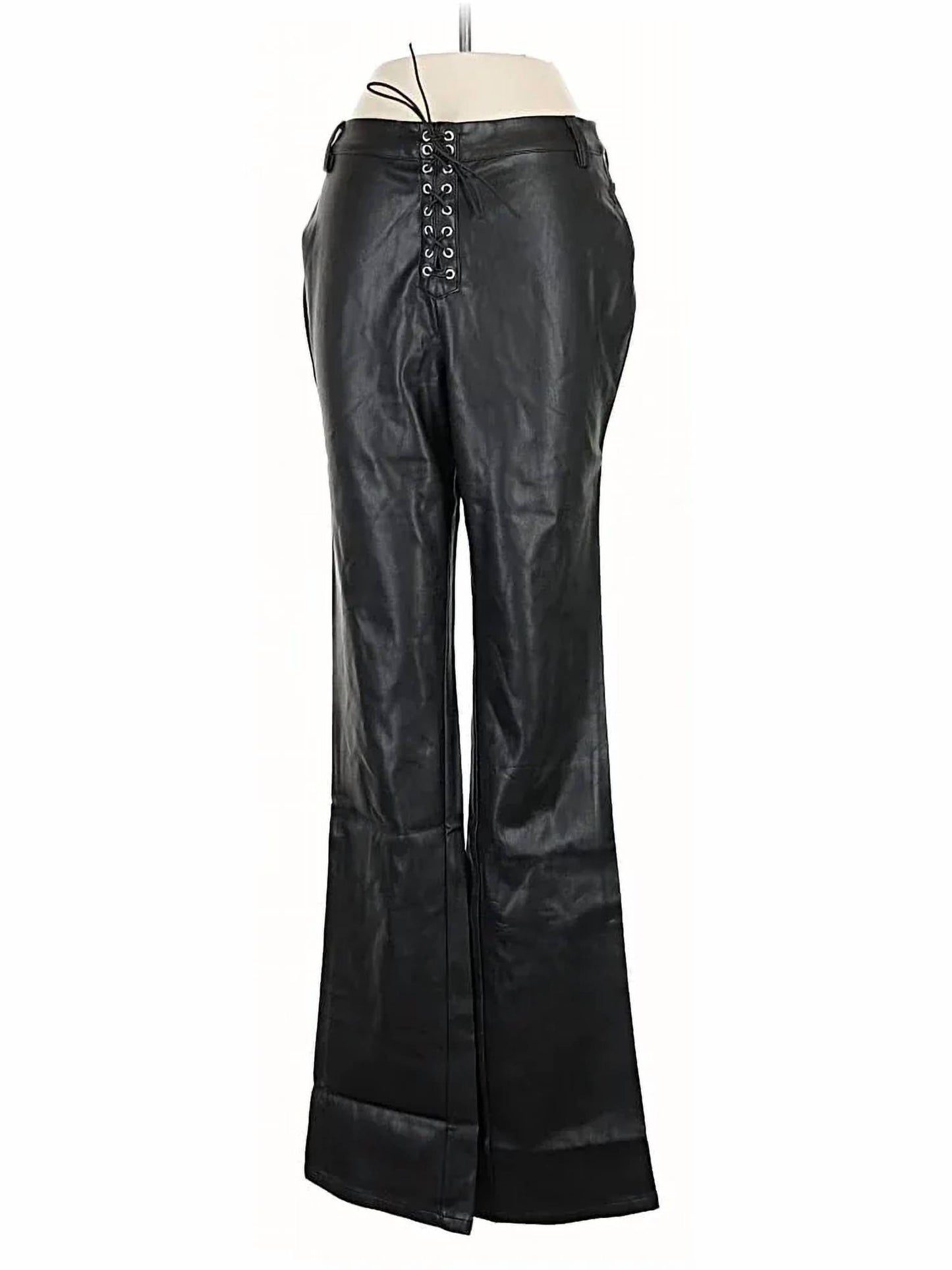 Women's Lace Up Vegan Leather Pants