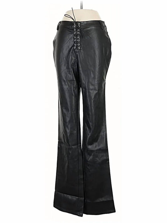 Women's Lace Up Vegan Leather Pants