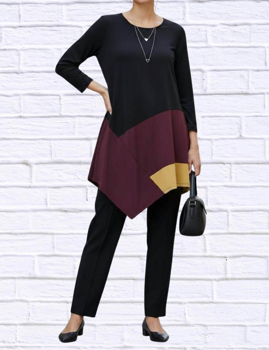Diva USA - Colorblock Asymmetrical Hem Knit Tunic - Rack Hunt -