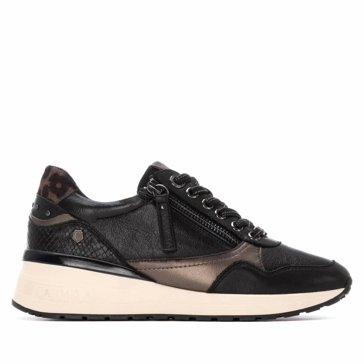 Women's Leather Wedge Lace-up Sneakers