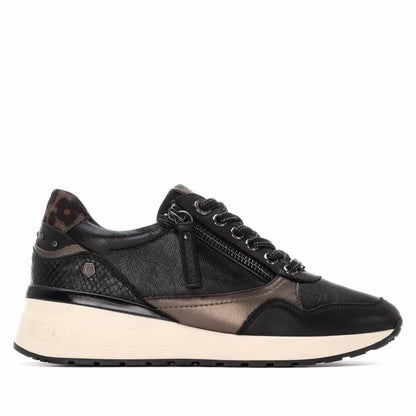 Women's Leather Wedge Lace-up Sneakers