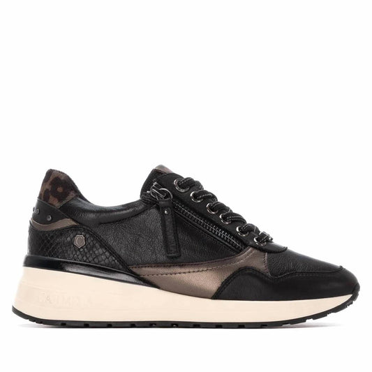 Women's Leather Wedge Lace-up Sneakers