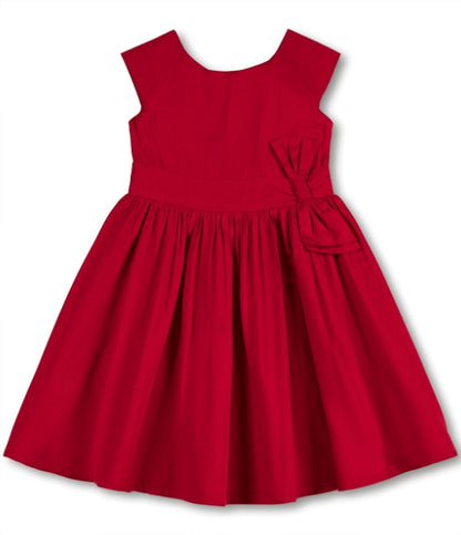 Kid's Organic Cap Sleeve Party Dress With Bow Sash