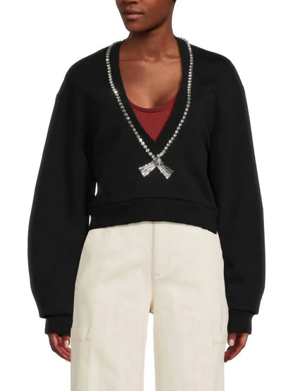 AREA - Embellished Bow Sweater - Rack Hunt