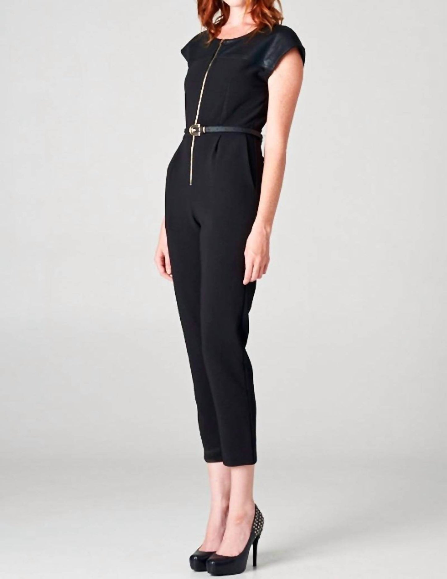 Beautifully - Leather Sleeve Jumpsuit - Rack Hunt -