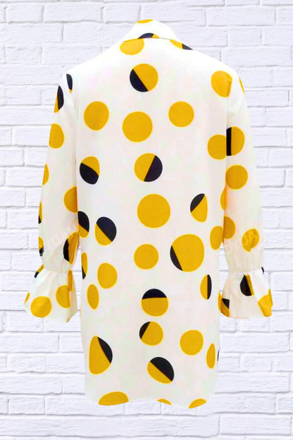 Diva USA - Polka Dot Asymmetrical Shirt with Flared Sleeve - Rack Hunt