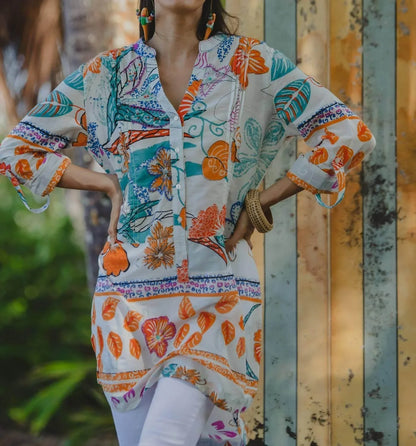 KikiSol - Artisan Tamarind Beaded Embroidered Tunic Top - Rack Hunt