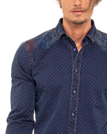 Copper Stitch Denim Button Down Shirt