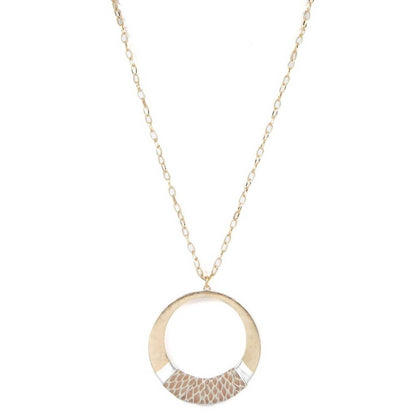 Women's Circle Pendant Necklace With Snake Print Wrap