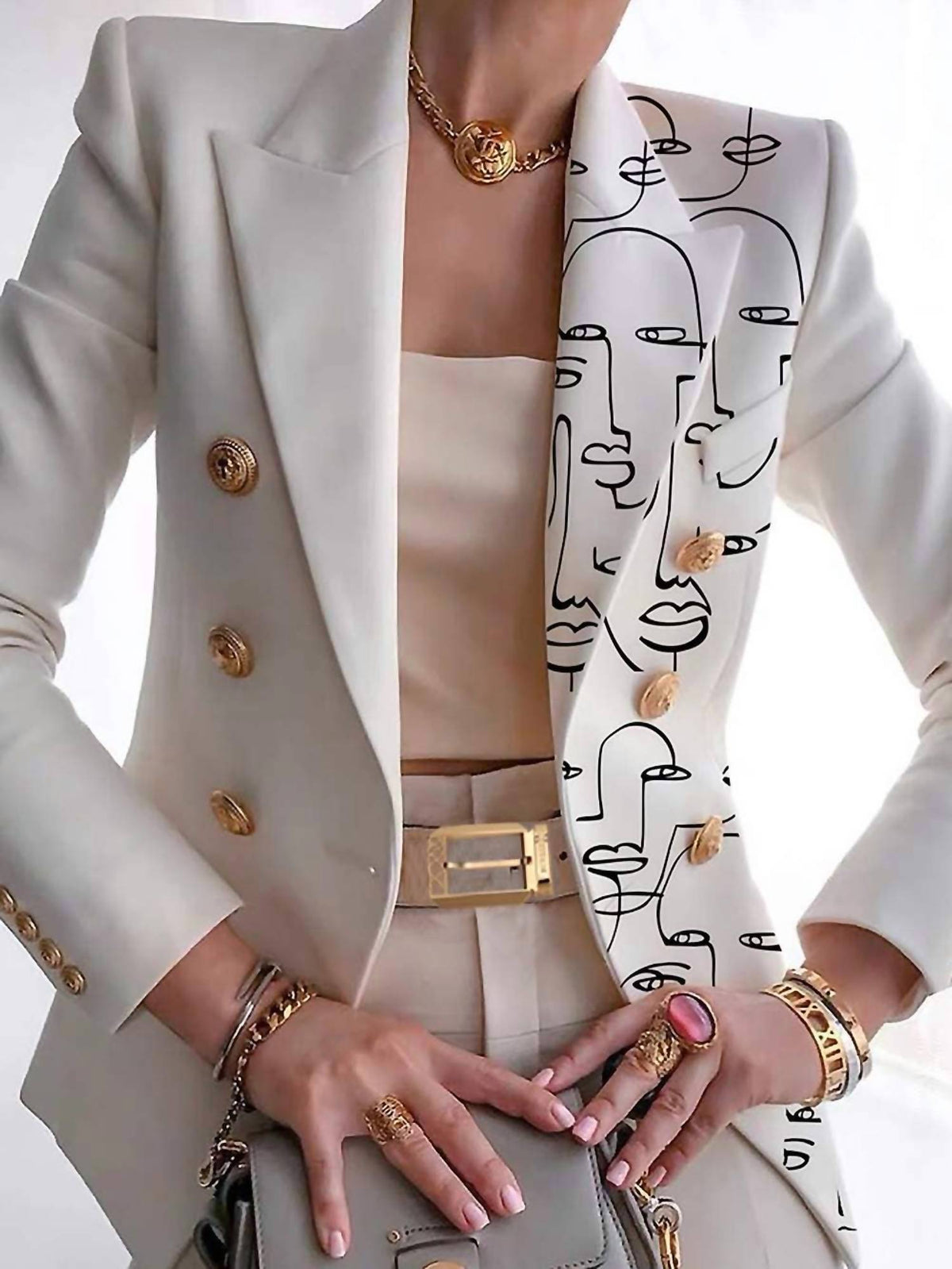Fibre Urban Lapel Collar Abstract Blazers