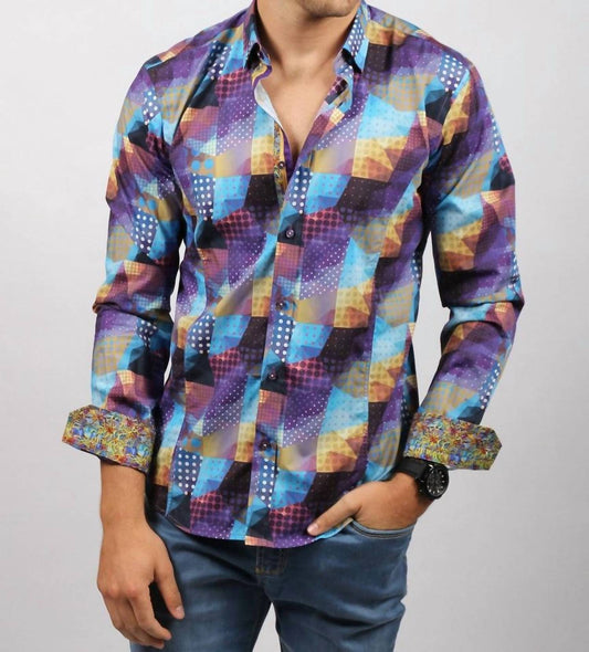 Print Button Down Shirt With Trim