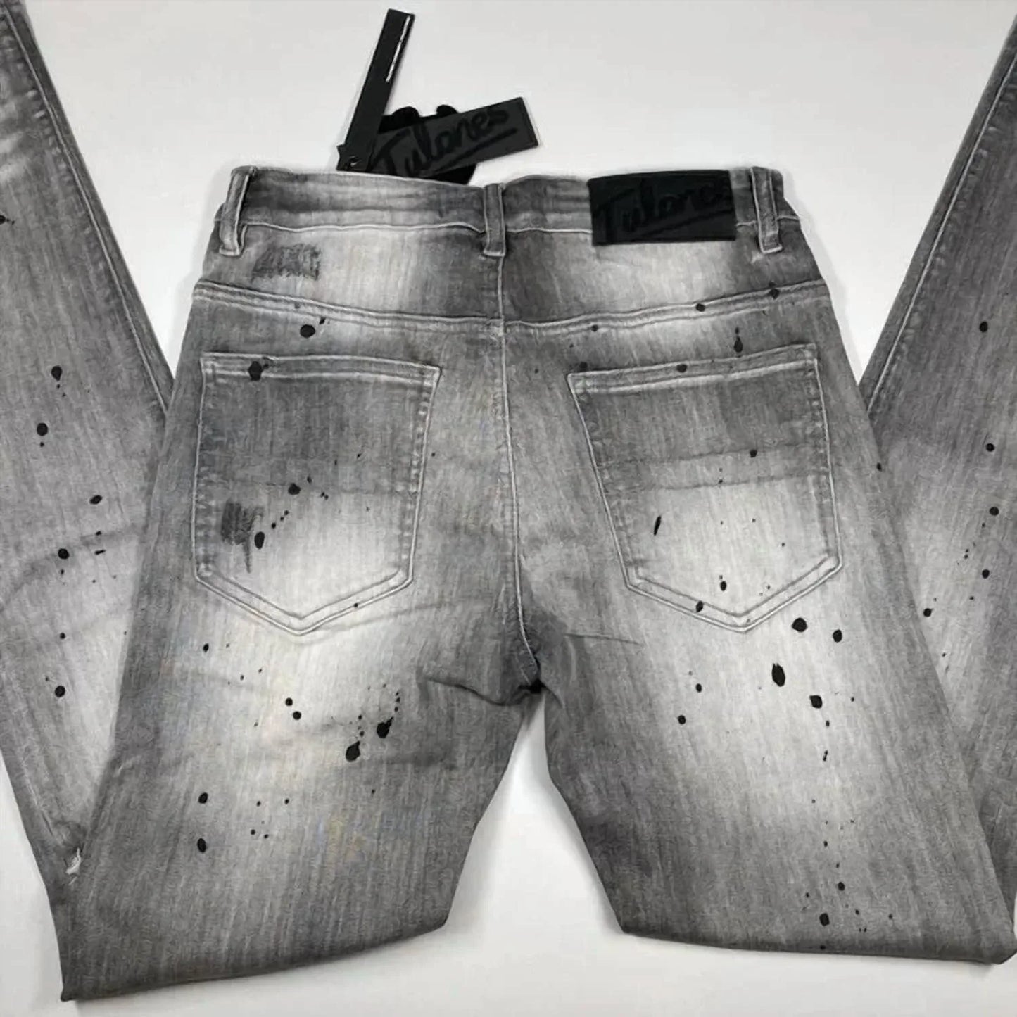 Tulones - Men’s Paint Splash Two-hole Denim Skinny Jeans - Rack Hunt