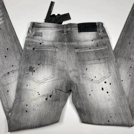 Tulones - Men’s Paint Splash Two-hole Denim Skinny Jeans - Rack Hunt