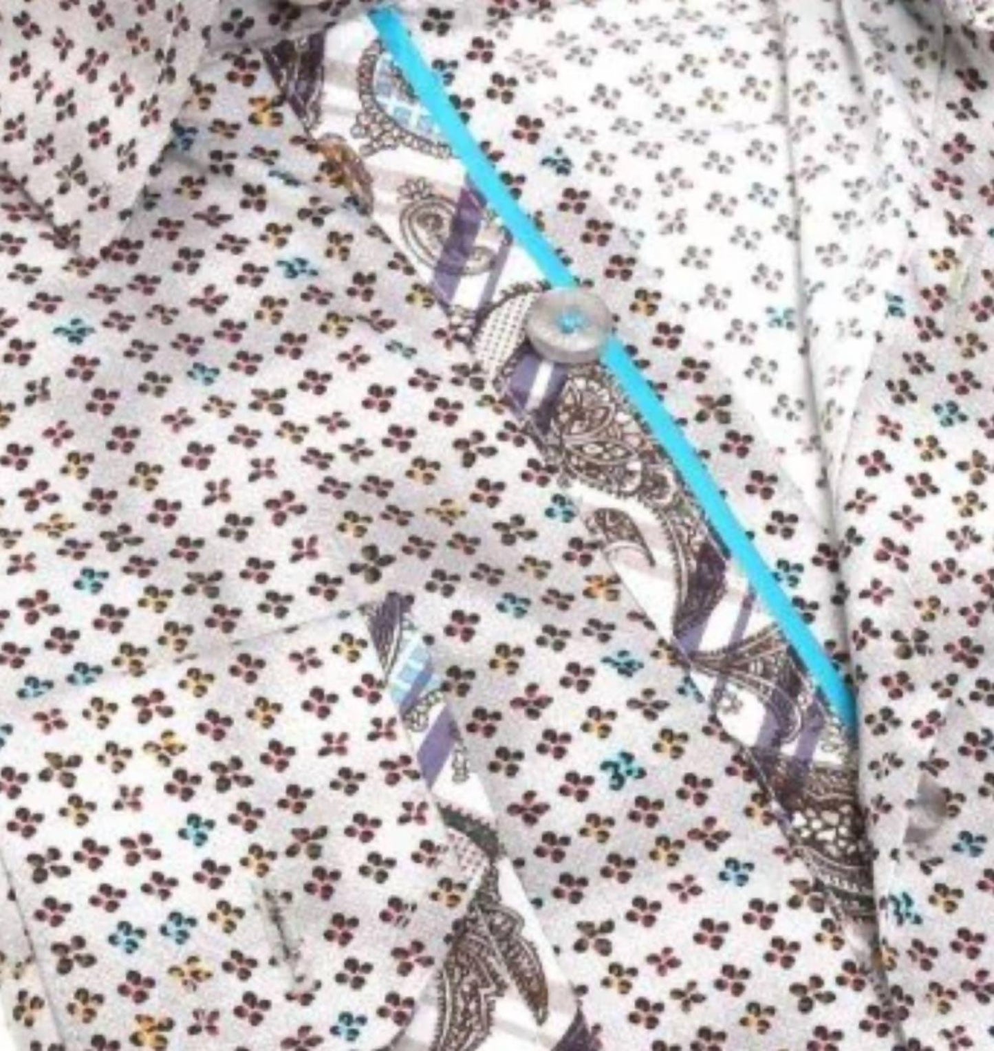 Men's Button Down Print Shirt With Paisley Trim