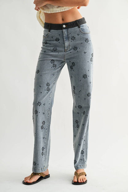 Straight-leg Jeans With Hot Fix Embellished