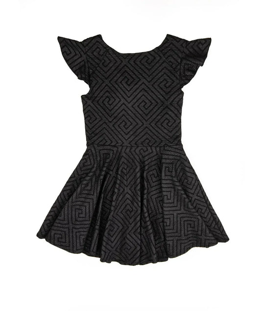 By Debra - Girls Nadine Pattern Flutter Sleeve Fit And Flare Dress - Rack Hunt