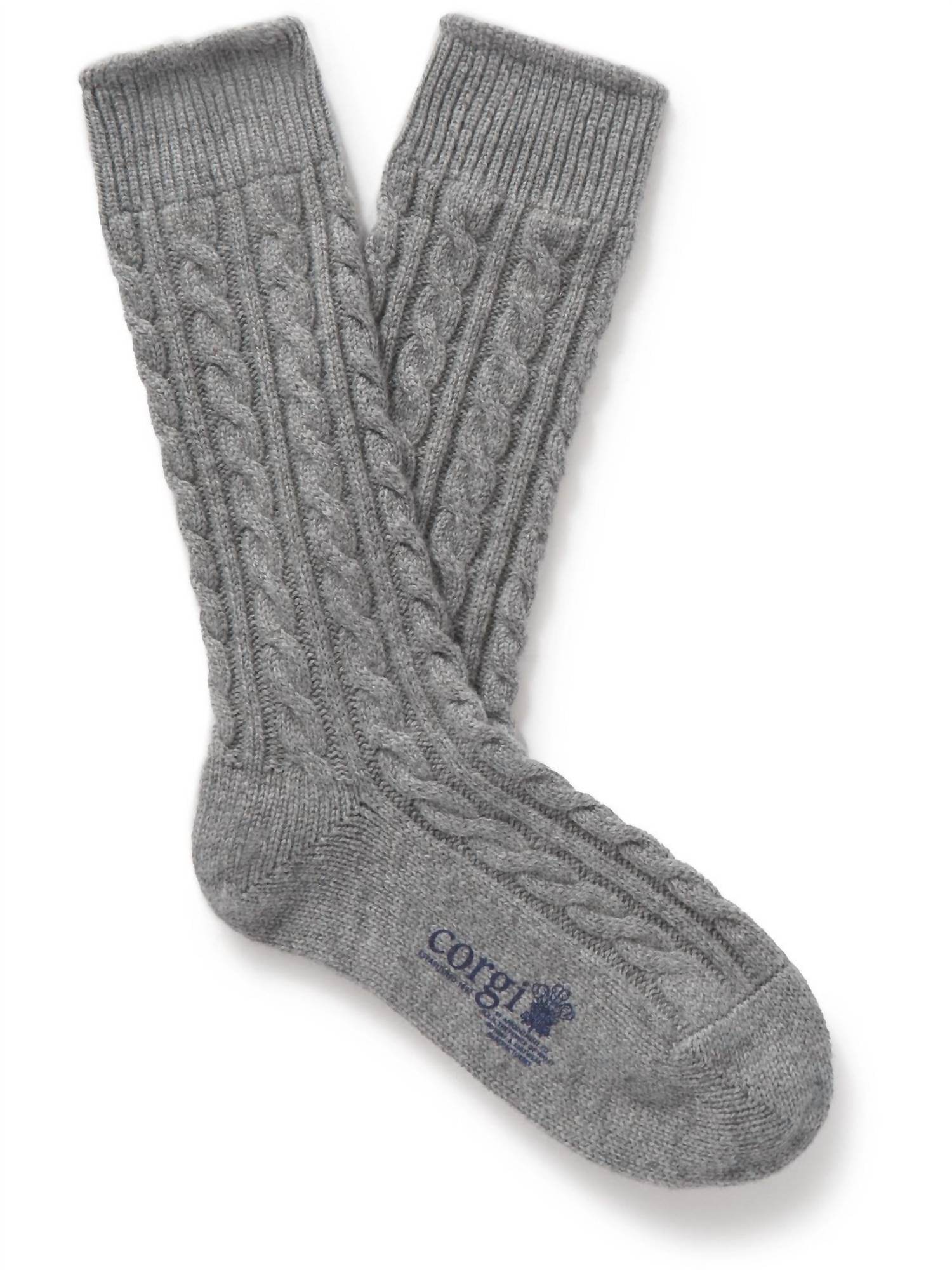 Corgi Socks - Men's Cashmere Handmade Cable Socks - Rack Hunt -