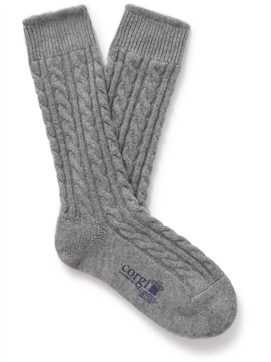 Corgi Socks - Men's Cashmere Handmade Cable Socks - Rack Hunt -
