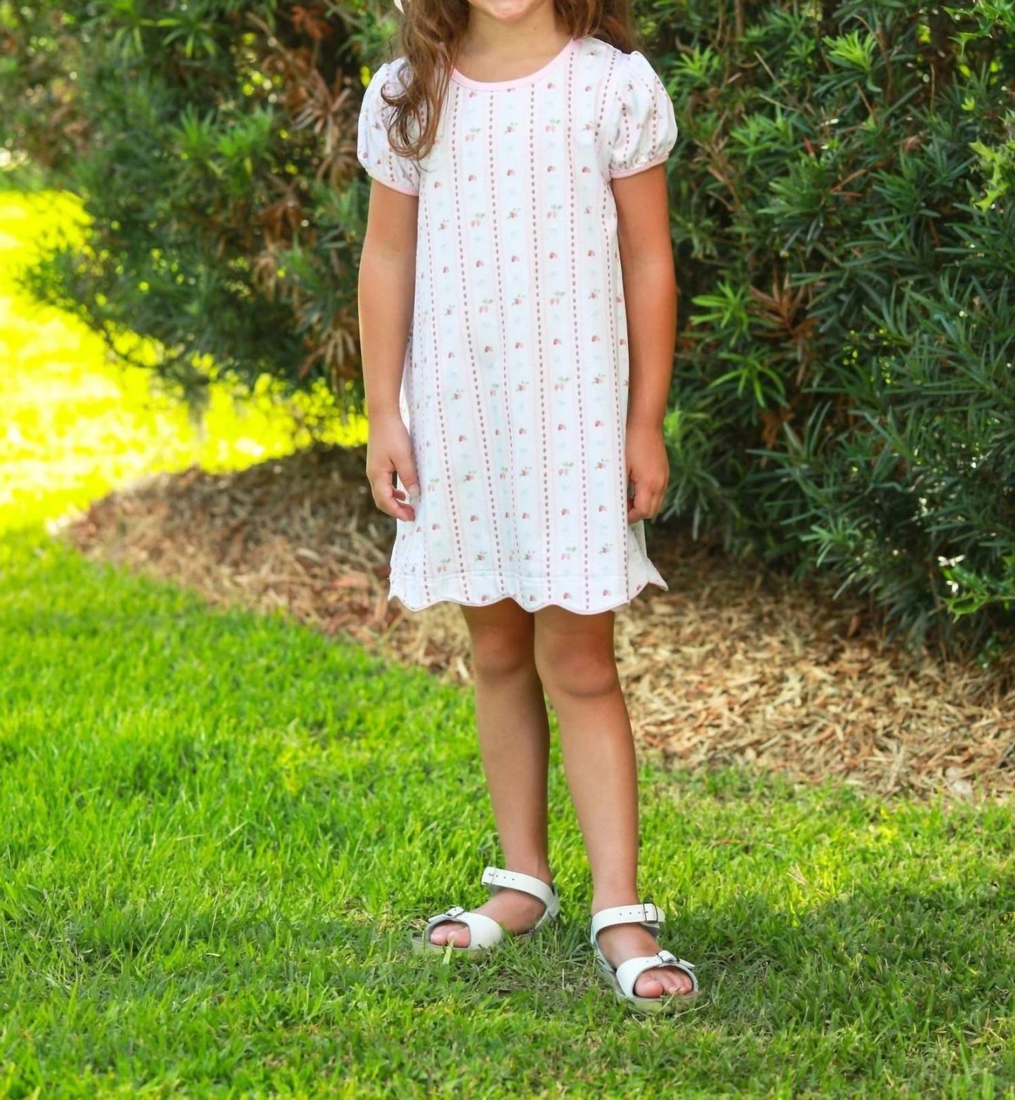 Girls Berry Sweet Scalloped Dress