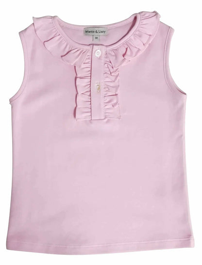 Girl's Sleeveless Ruffle Trim Top