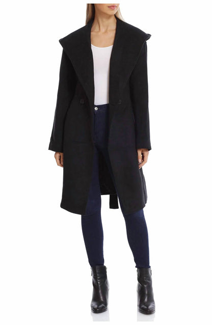 Double Breasted Twill Hooded Coat