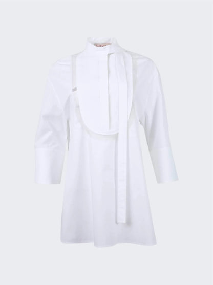 Valentino - Cotton Popeline Mandarin Collar Top - Rack Hunt