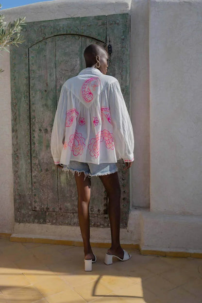 Gold & Silver - Embroidered Cotton Button Down Shirt - Rack Hunt
