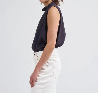Chimala - Sleeveless Tuck Collar Blouse - Rack Hunt