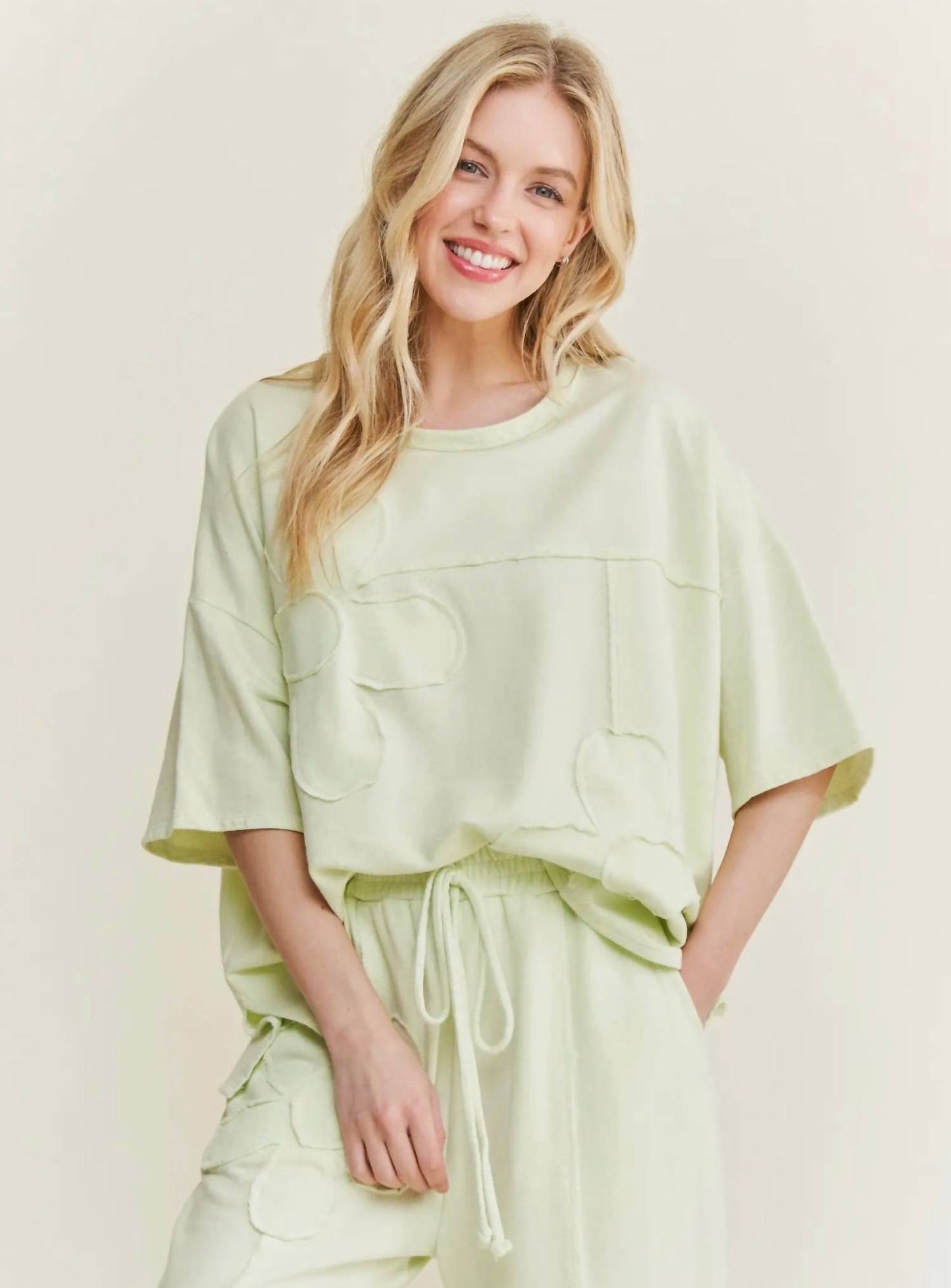 Cotton French Terry Double Flower Patch Top