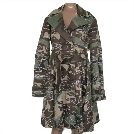 PHILIPP PLEIN - Women's Rhinestone Camouflage Trench Coat - Rack Hunt