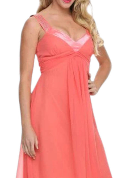 Chiffon Knee Length Rhinestones Straps Gown