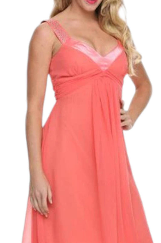 Chiffon Knee Length Rhinestones Straps Gown