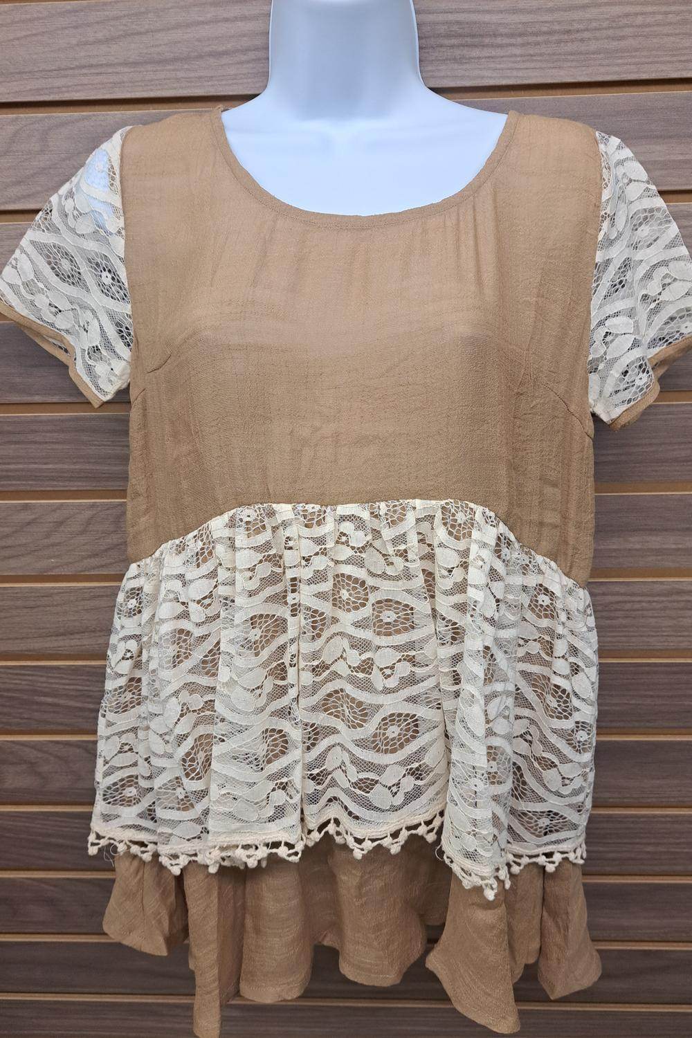 A'REVE - Women's Lace Khaki Short Sleeve - Rack Hunt -