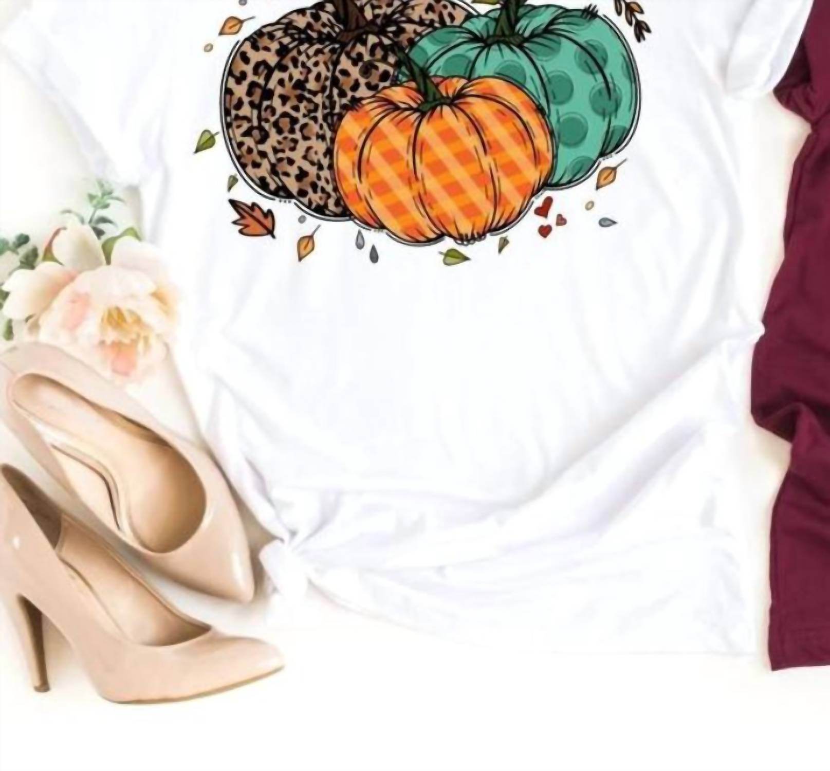 The Shirt Company - Women's Fall Pumpkin With Leaves Shirt - Rack Hunt