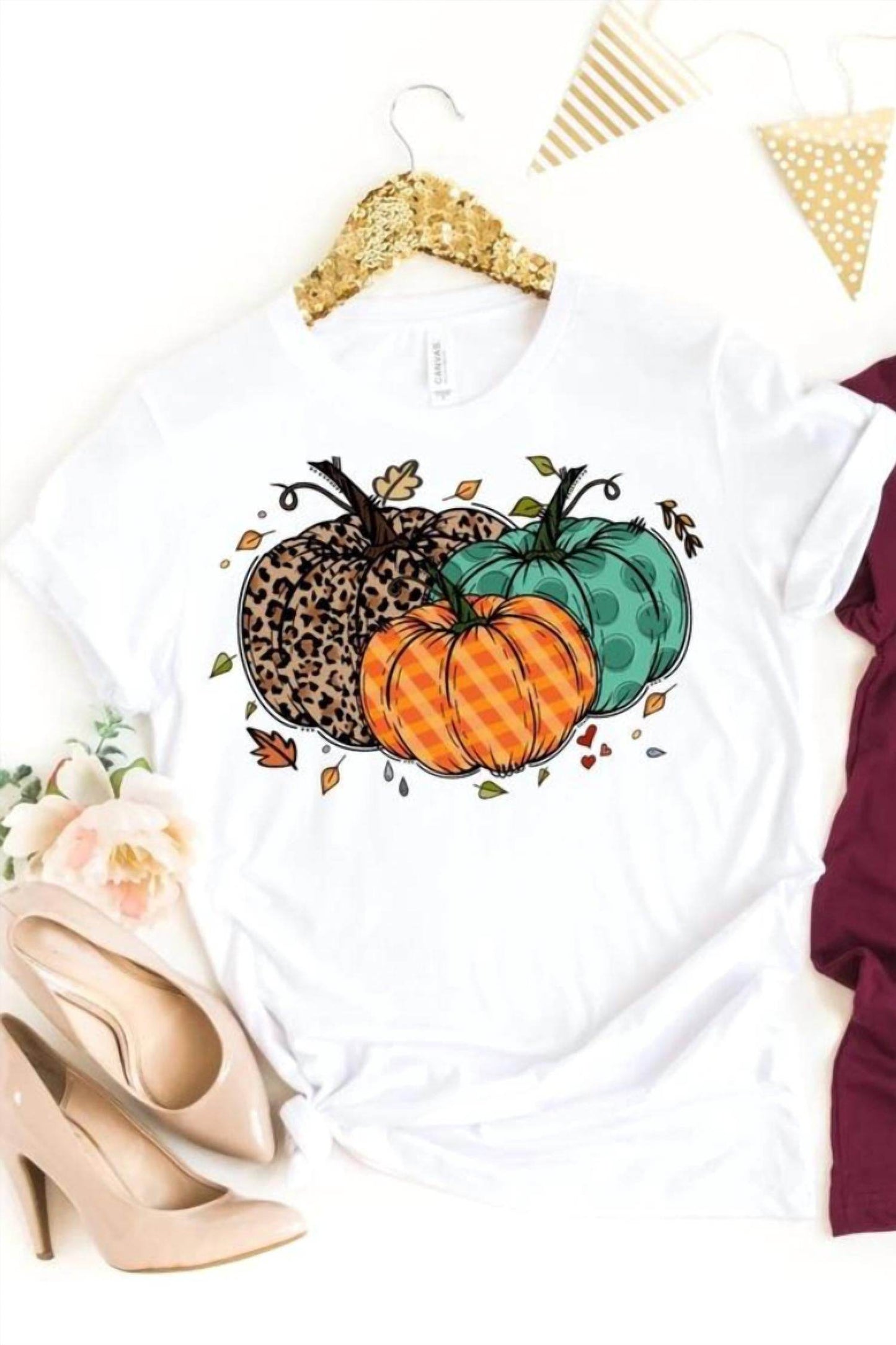 The Shirt Company - Women's Fall Pumpkin With Leaves Shirt - Rack Hunt