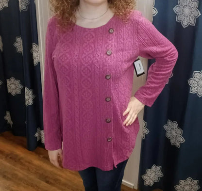L. Hamrick - Rosetta Quilted Long Sleeve Faux Button Top - Rack Hunt