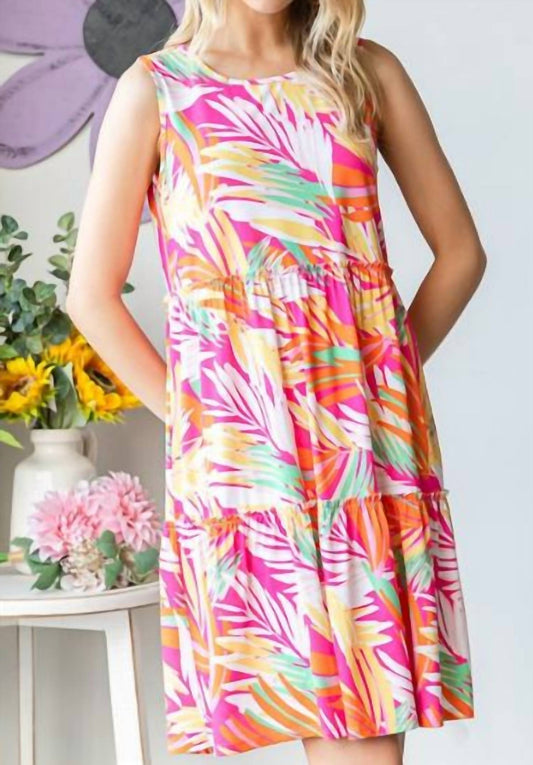 Tiered Sleeveless Multi Print Dress