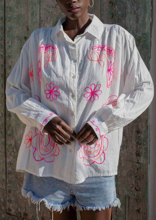 Gold & Silver - Embroidered Cotton Button Down Shirt - Rack Hunt -