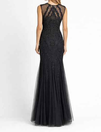Illusion Embroidered Mesh Gown