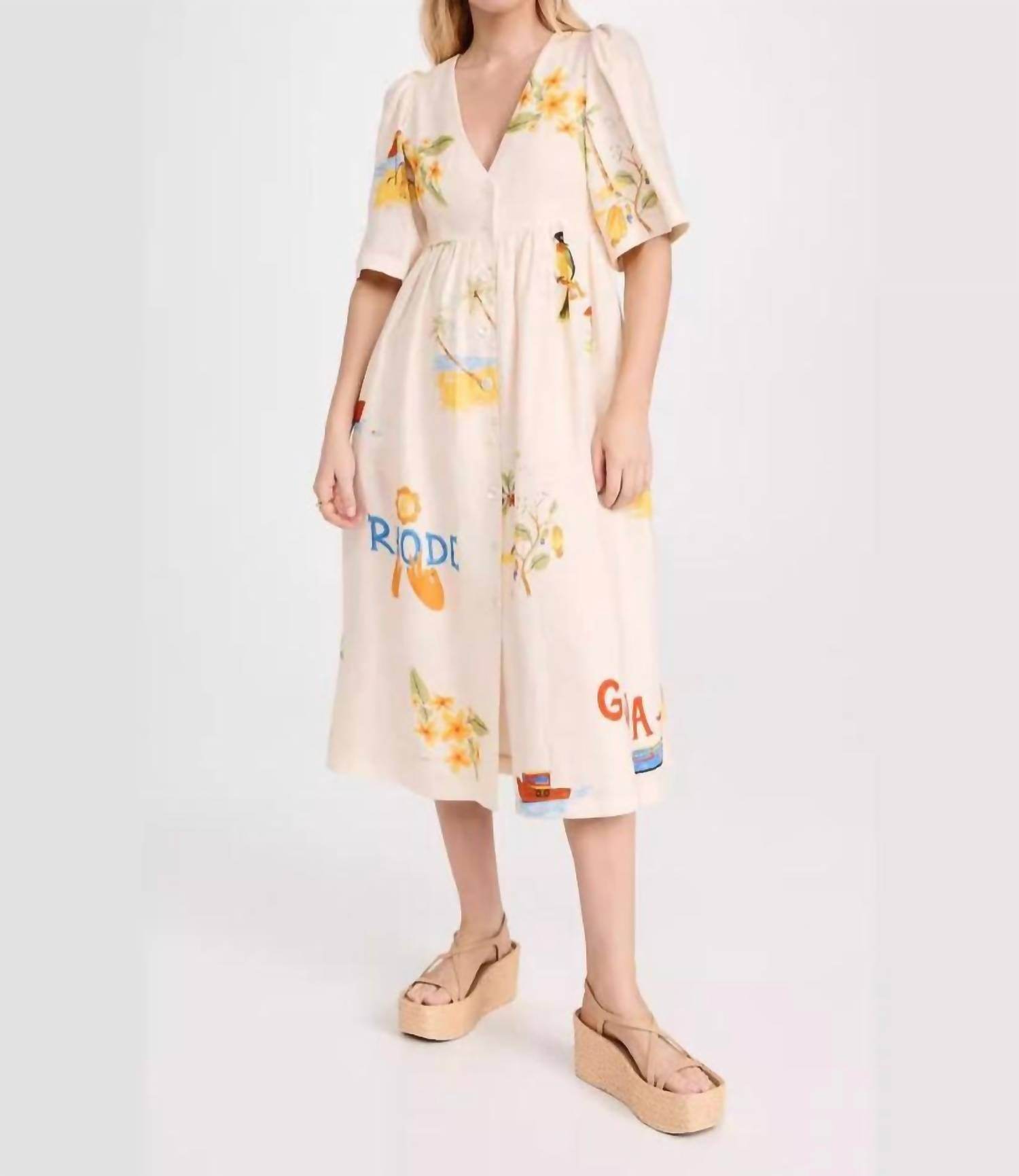 Sheer Trend - Casual Printed Bubble Sleeve Dress - Rack Hunt -