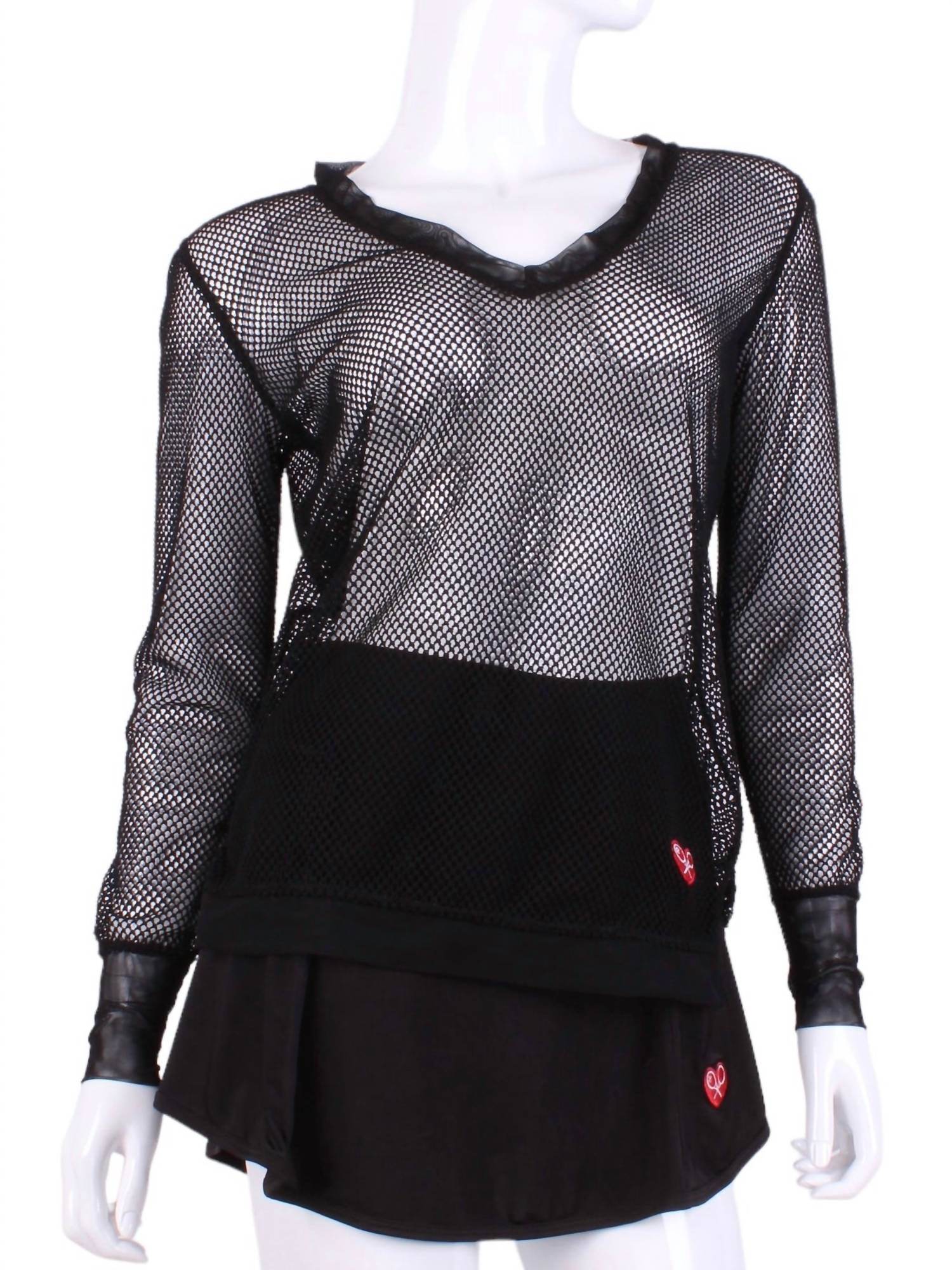 Love Love Tennis - Women's Fishnet Long Sleeve Very Vee Tee - Rack Hunt