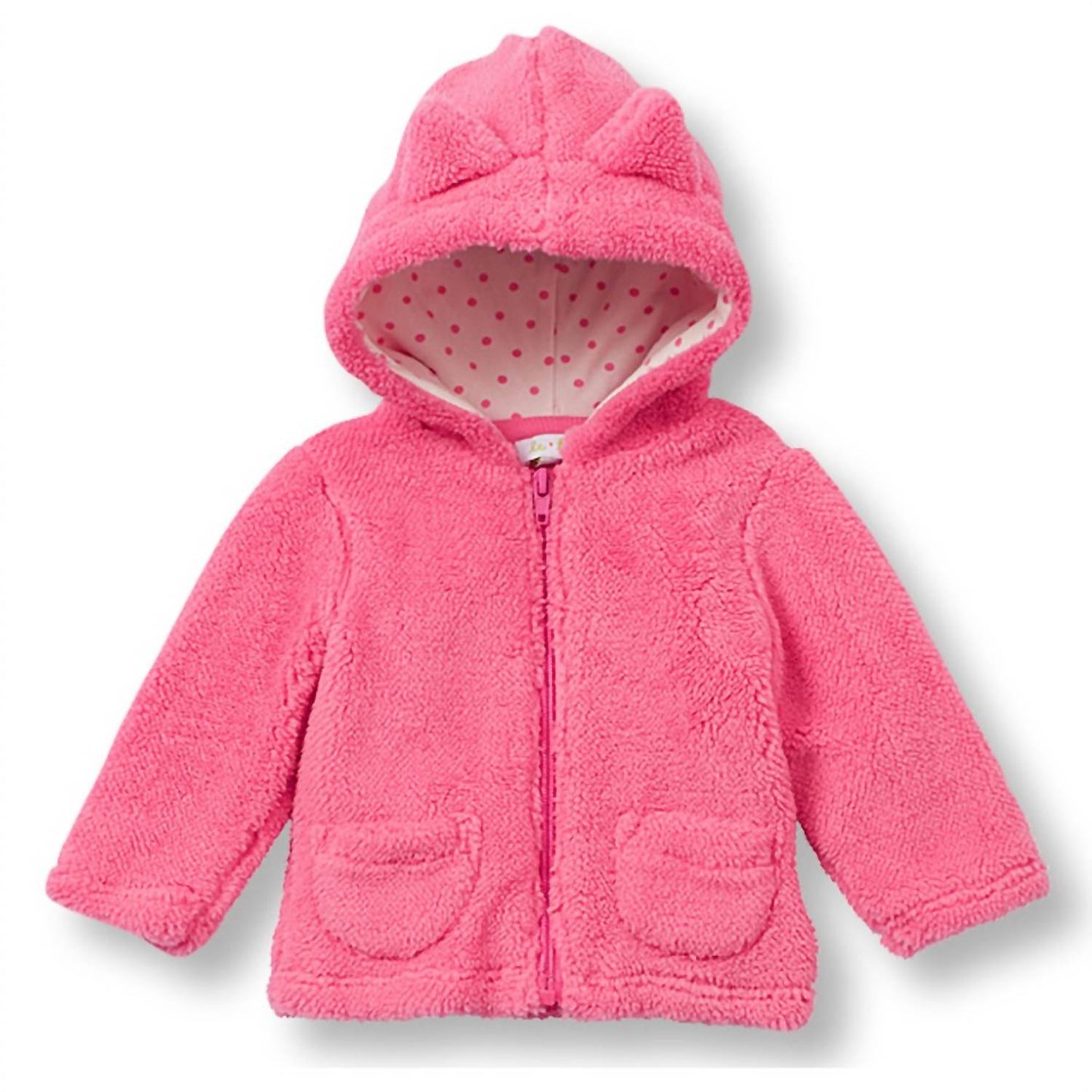 Le Top Baby "Miss Kitty" Hooded Plush Jacket in Azalea Pink with Ears