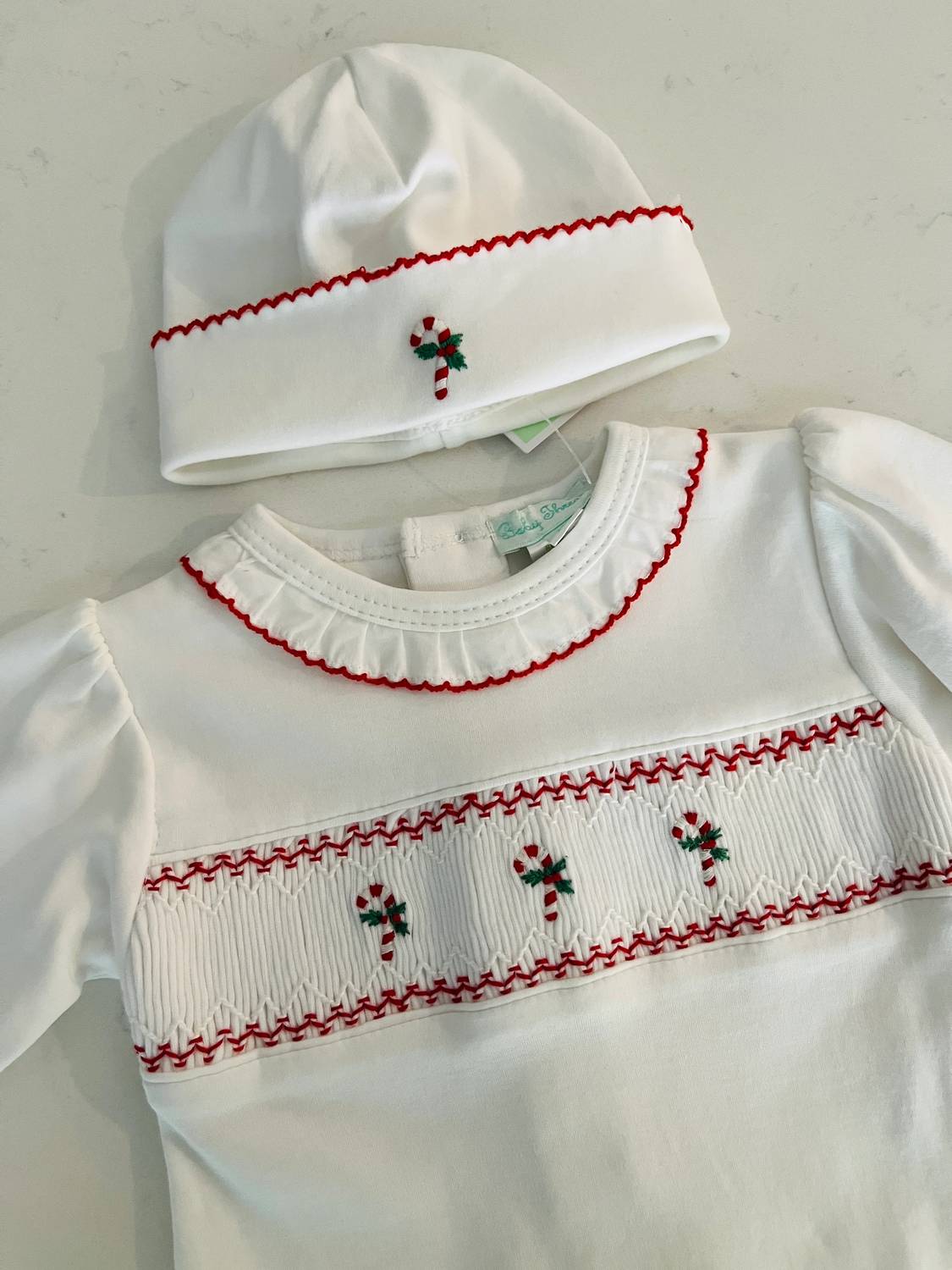 Infant 2pc Candy Cane Footie With Hat