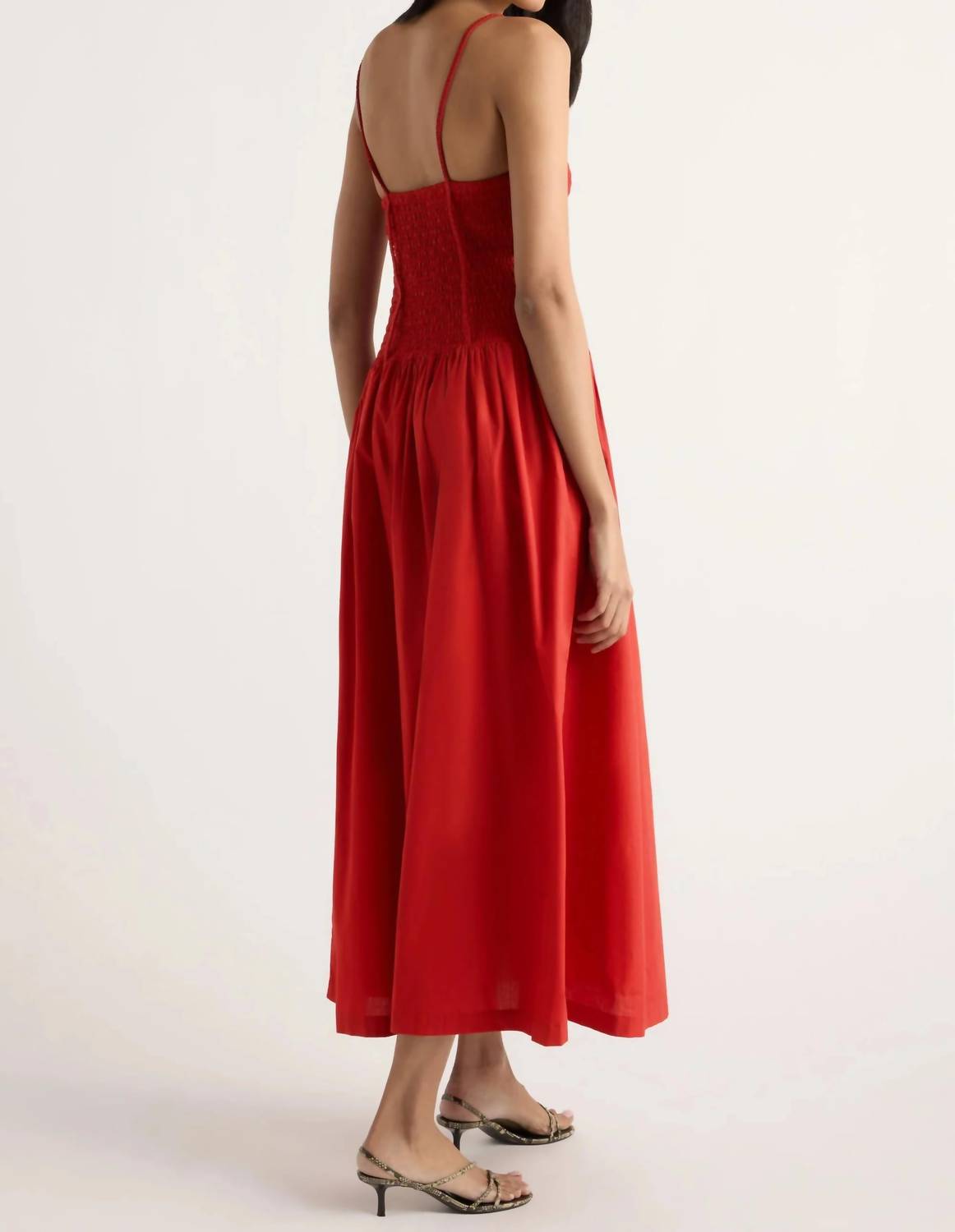 Venus Smocked Organic Cotton Midi Dress