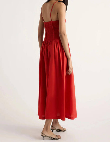 Venus Smocked Organic Cotton Midi Dress