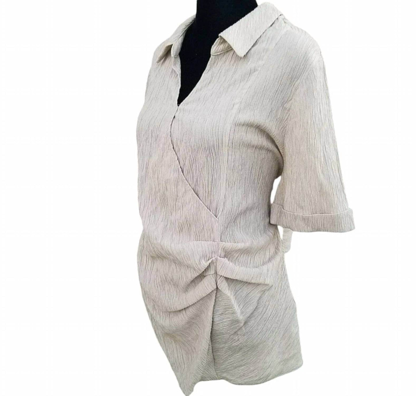 Alfani - V-neck Collared Ruched Blouse - Rack Hunt -