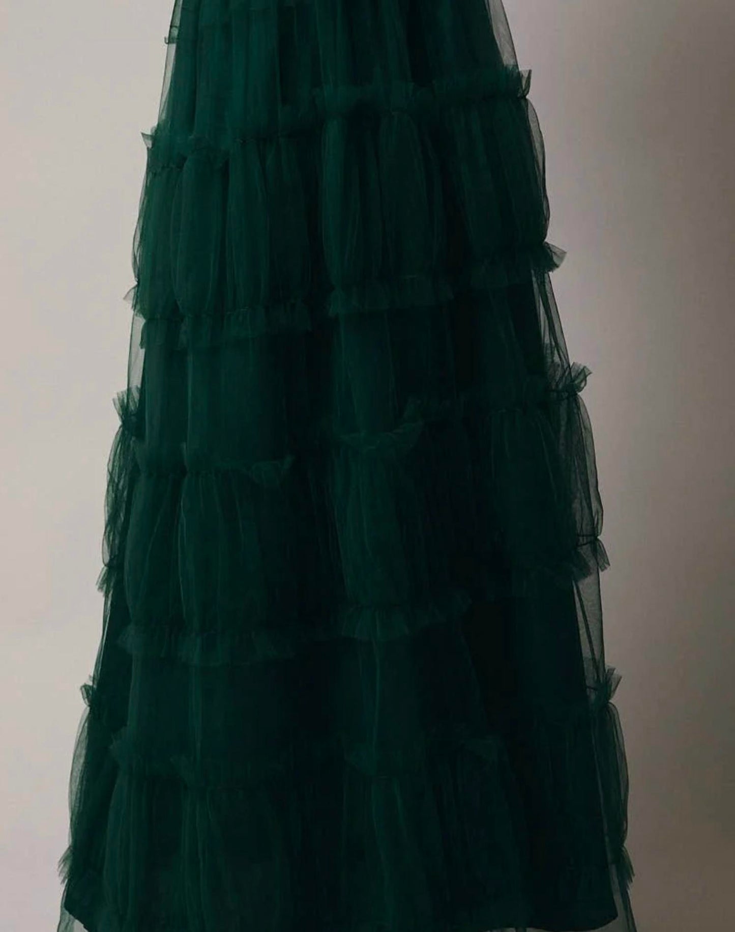 Frilled Tiered Mesh A-Line Midi Skirt