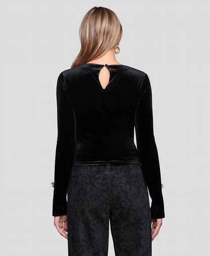 Rose Button Velvet Top
