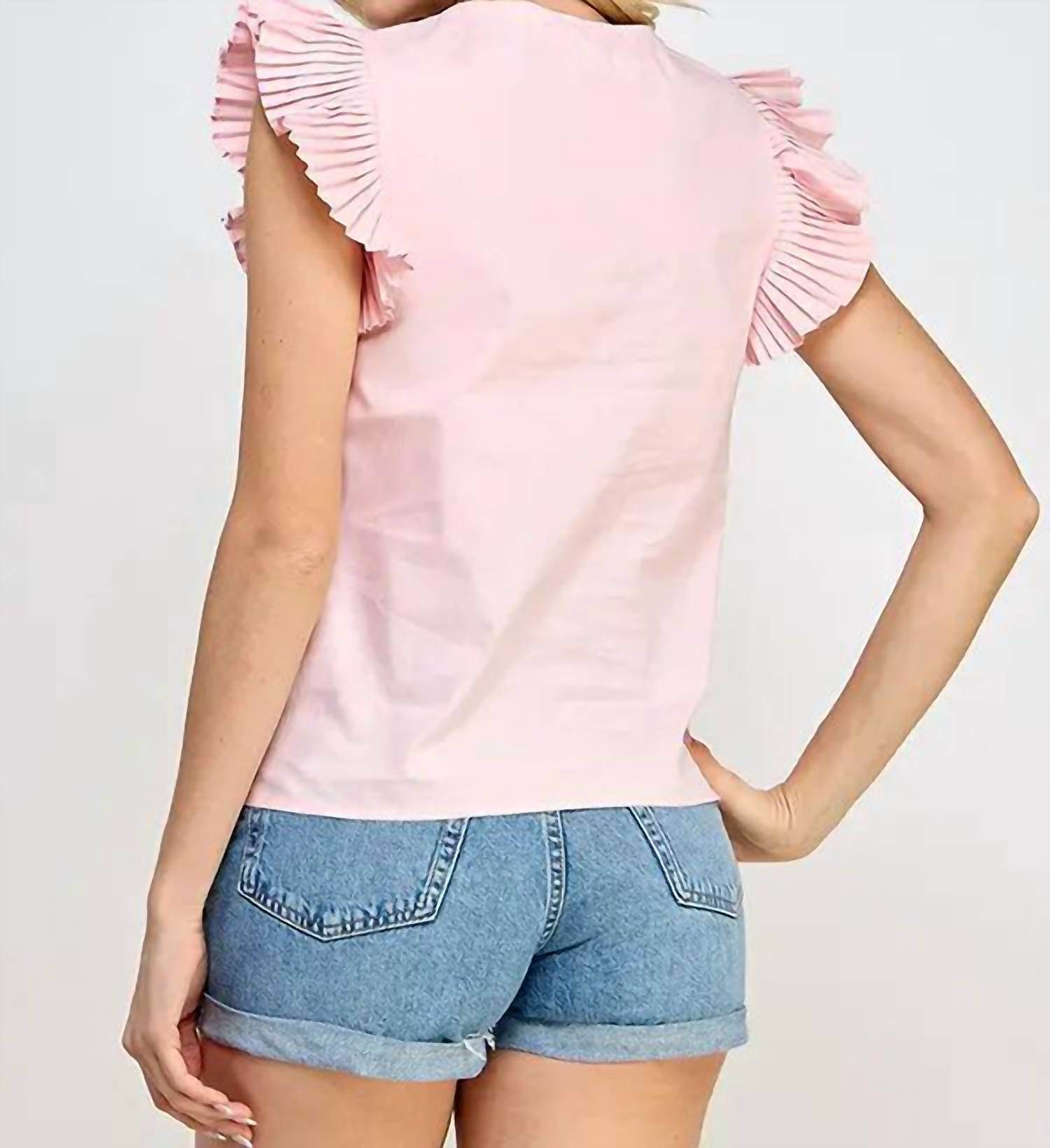 Rubienn - Pleat Sleeve Embroidery Detail Top - Rack Hunt -